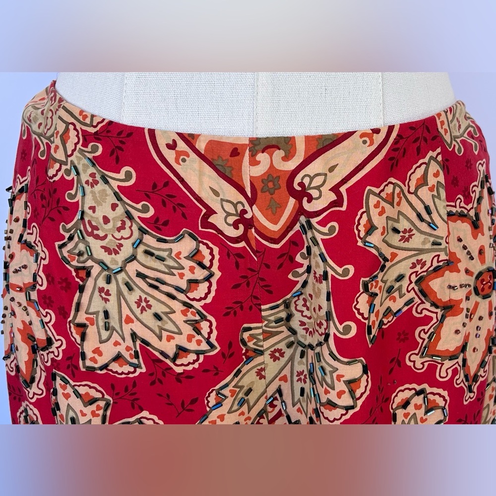 Muse Women’s‎ Floral Beaded Pants High Rise Straight Leg Lined Size 8 - Picture 3 of 14